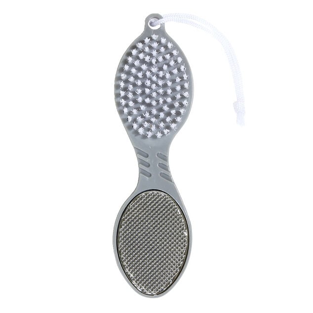 Brosse p&eacute;dicure 4en1 brosse/pierre ponce/lime douche/lime m&eacute;tallique