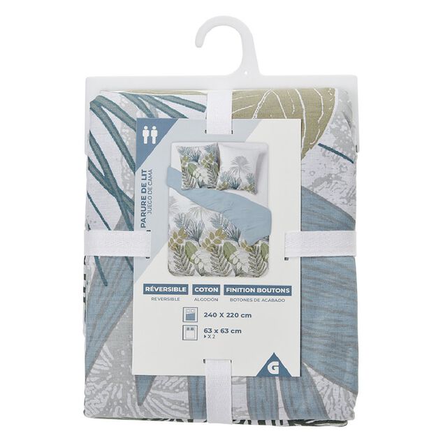 Parure de lit blanche &eacute;cru L240X220 cm et 2 taies d'oreiller