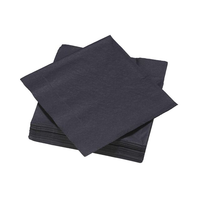 Serviette carr&eacute; unie noire 2 plis en papier x50