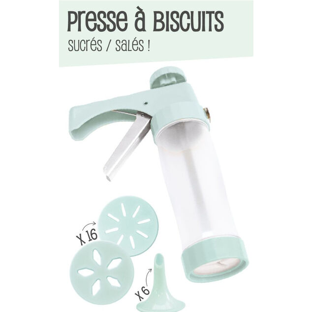 Presse à biscuits sucrés/salés 16 disques et 6 douilles