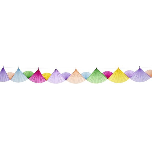 Guirlande éventail papier de soie thème fée licorne 6m