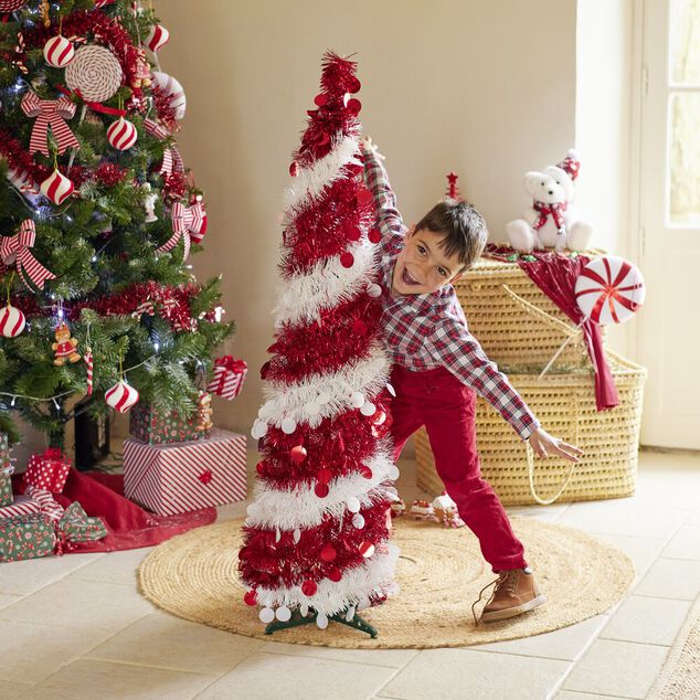 Sapin de No&euml;l artificiel POP UP rouge et blanc &Oslash;30xH120cm