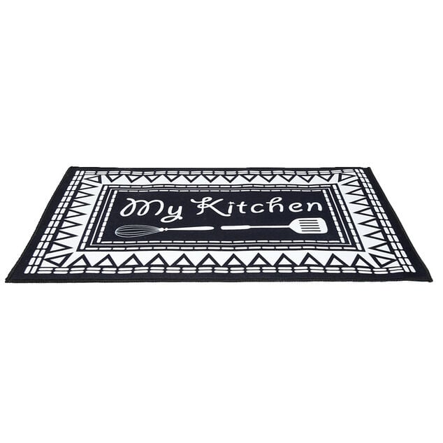 Tapis de cuisine My Kitchen noir et blanc 50x70cm