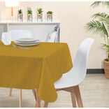 Nappe rectangulaire polyester anti tâche uni jaune moutarde
