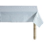 Toile cirée zig zag blanc et bleu L. 140 cm