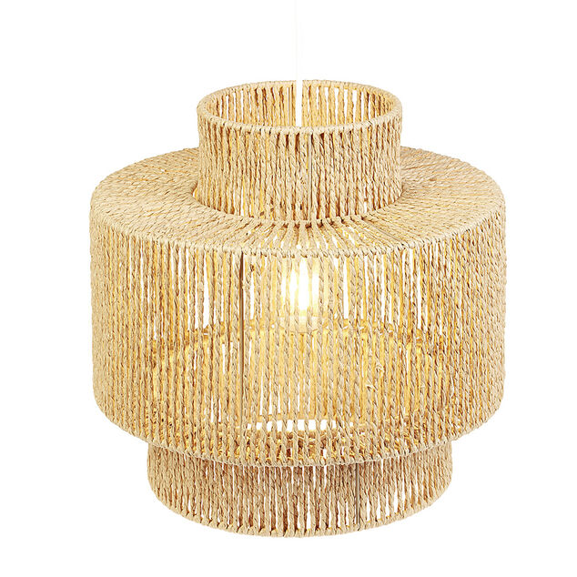Suspension ronde &agrave; 3 niveaux en cordage imitation jute naturel