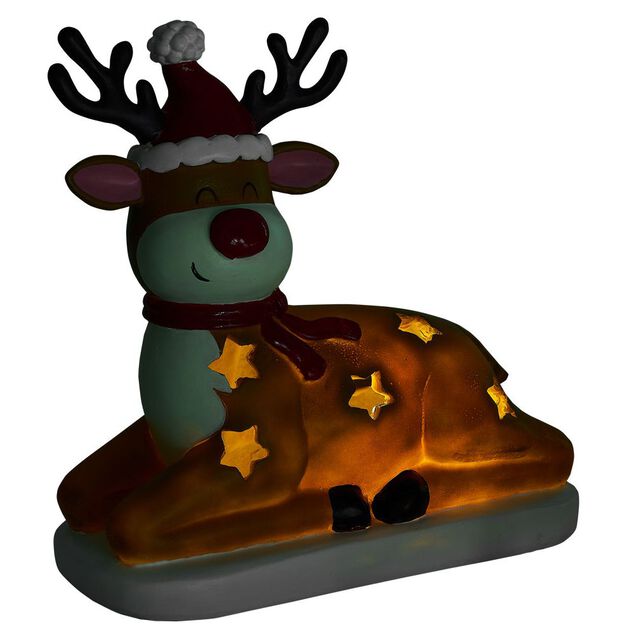 Renne solaire lumineux LED blanc chaud H25cm