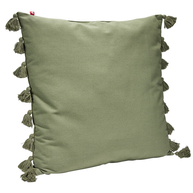 Coussin rembourré uni avec pompons 60x60cm (3 modèles)