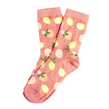 Chaussette femme polycoton tige longue orange motif agrume T36/40