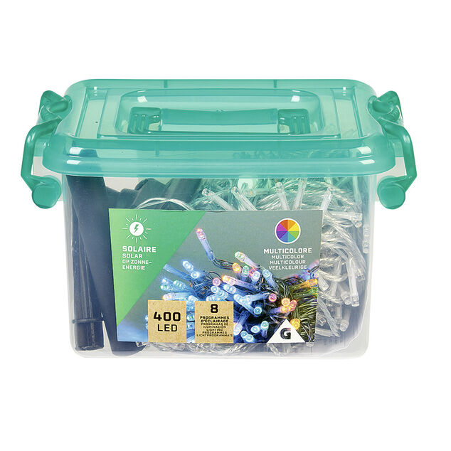 Guirlande Solaire 400 LED multicolore clignotant fixe 40 m