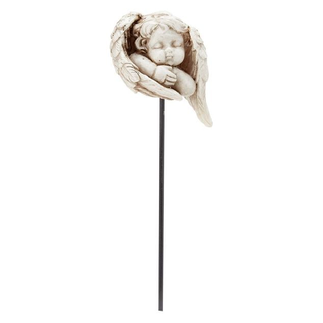 Pic funéraire pour pot de fleurs résine blanc