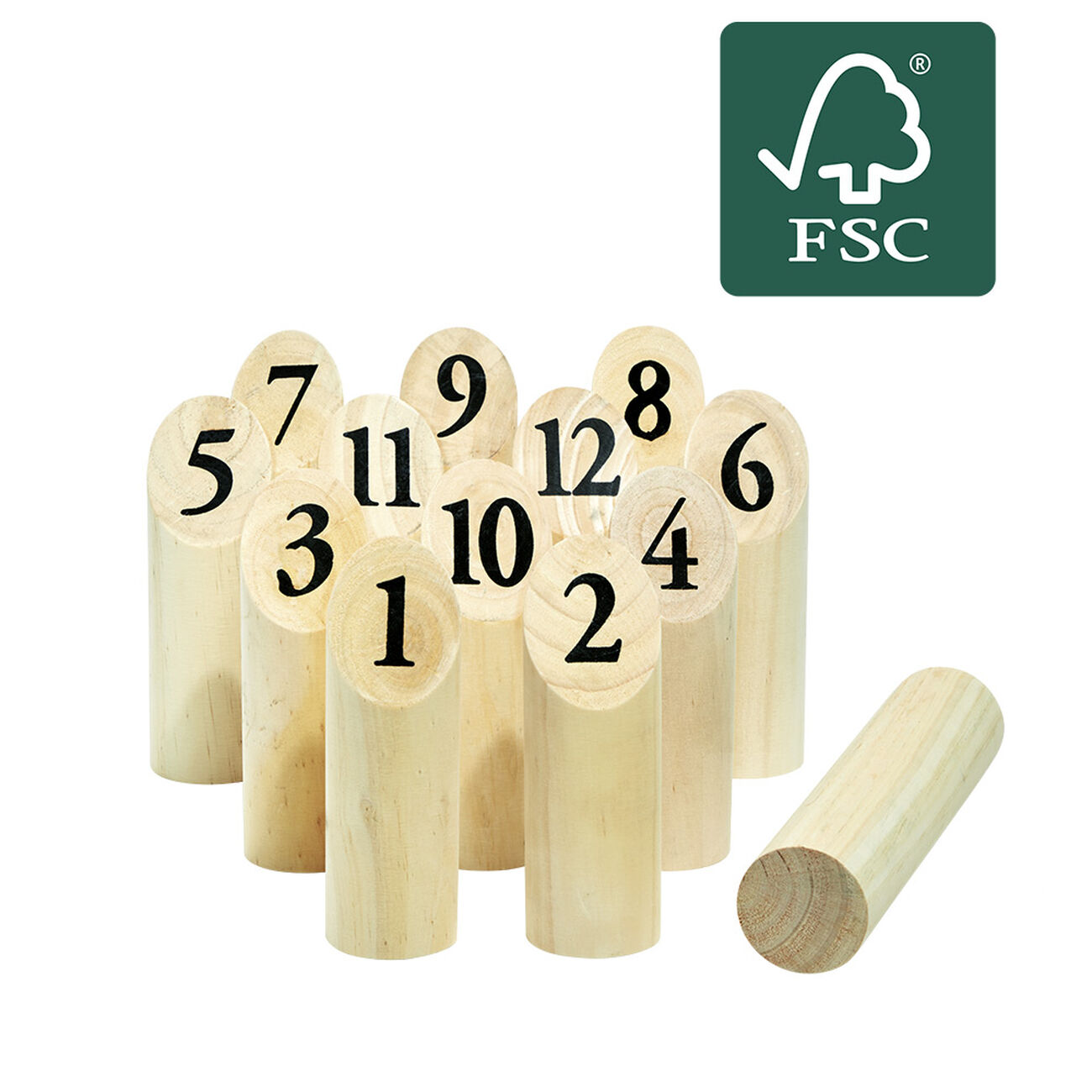 Jeu De Quilles Nordiques En Bois – De 2 à 4 Joueurs – Dès 5 Ans – 12 Quilles Numérotées – Sac De Rangement Inclus – Jeu D'adresse Et De Stratégie