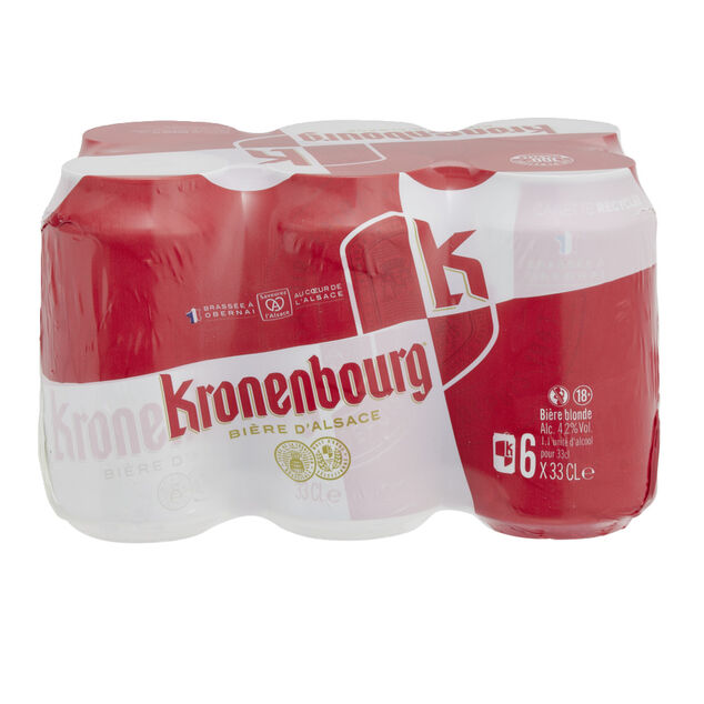 Bière blonde d'Alsace Kronenbourg 4,2% canette 6x33cl