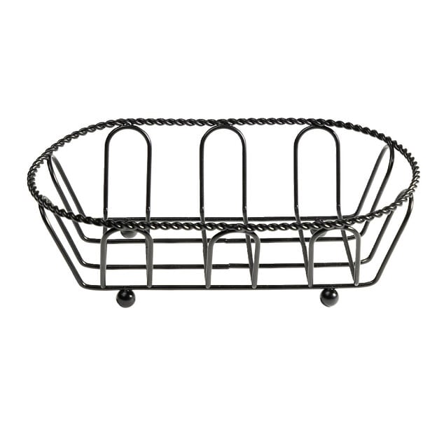 Corbeille &agrave; fruit ovale en m&eacute;tal noir 14x7xH5,2cm