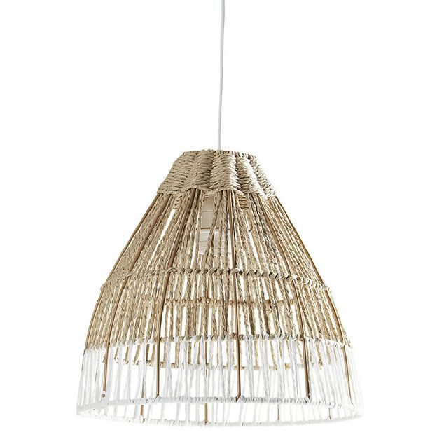Suspension avec abat jour en cordage imitation jute blanc naturel