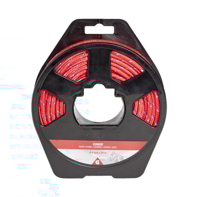 Corde &Oslash;6mmx20m plastique jaune