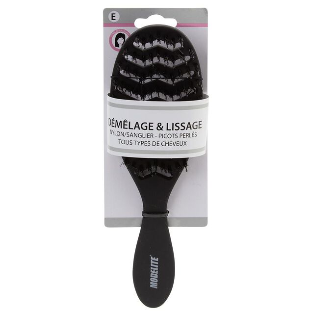 Brosse tunnel multi-usages nylon/sanglier picots perlés noir