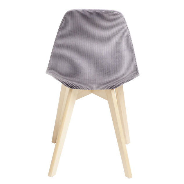 Housse de chaise velours c&ocirc;tel&eacute; L45xP40xH45cm - 2 mod&egrave;les gris ou blanc