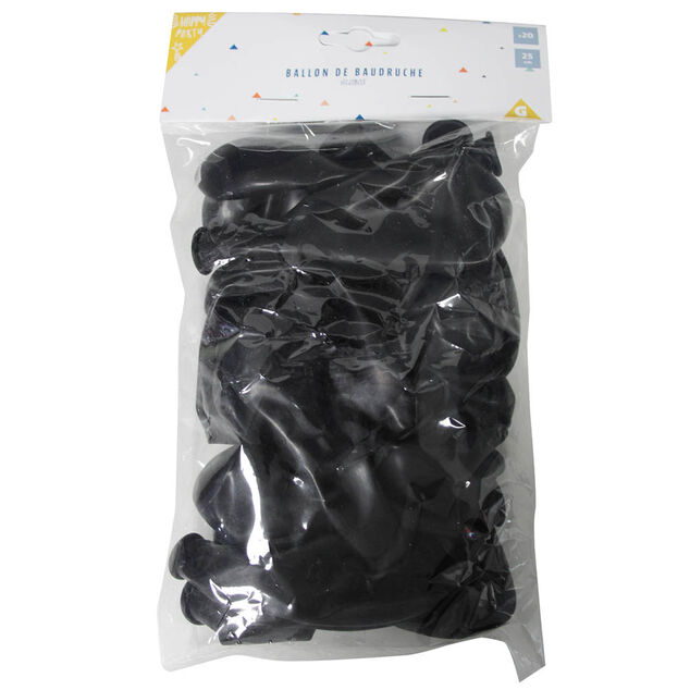 Ballon de baudruche uni noir x20