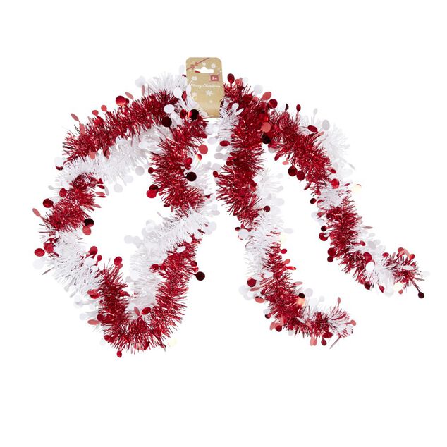 Guirlande de No&euml;l scintillante rouge et blanc &Oslash;10xL200cm