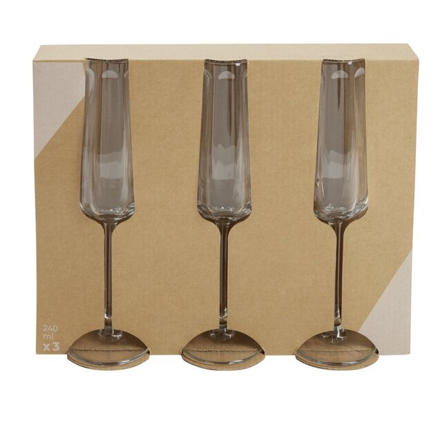 Fl&ucirc;te &agrave; champagne en verre 240ml x3