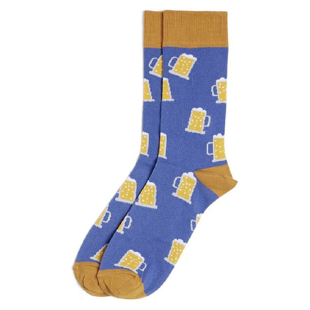 Lot De 2 Paires De Chaussettes Homme Blue Q - Motif Robinet De Bière - Taille Unique - Neuf Avec Étiquettes