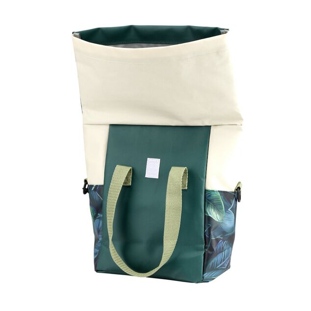 Sac isotherme 6L motif feuillage exotique vert et beige 19x12xH39cm