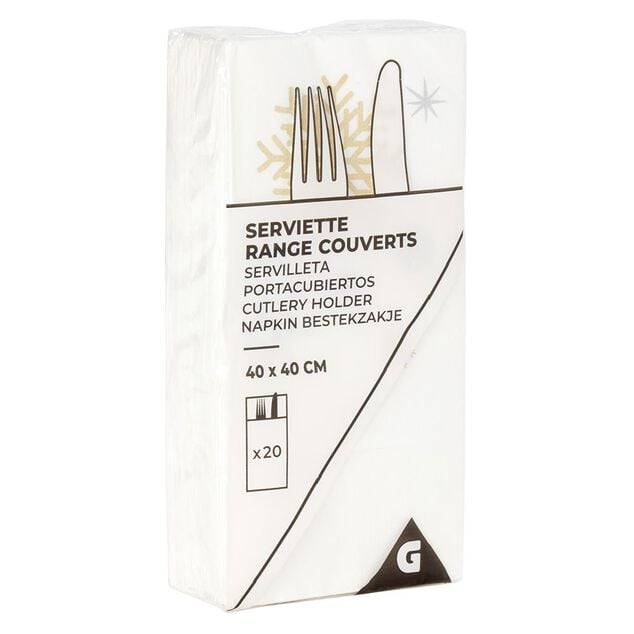 Serviette kangourou en papier motif flocon de neige x20