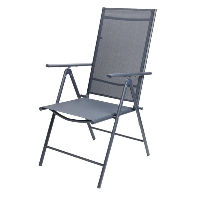 Fauteuil de jardin acier et textil&egrave;ne gris Oslow 7 positions 56xH107x66cm