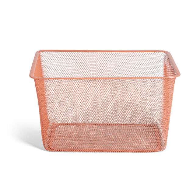 Bac de rangement m&eacute;tal rouge ou gris 41x29,5xH23cm