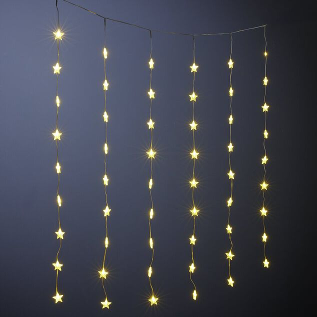 Rideau de fen&ecirc;tre No&euml;l lumineux 54LED pluie d'&eacute;toiles L200cm