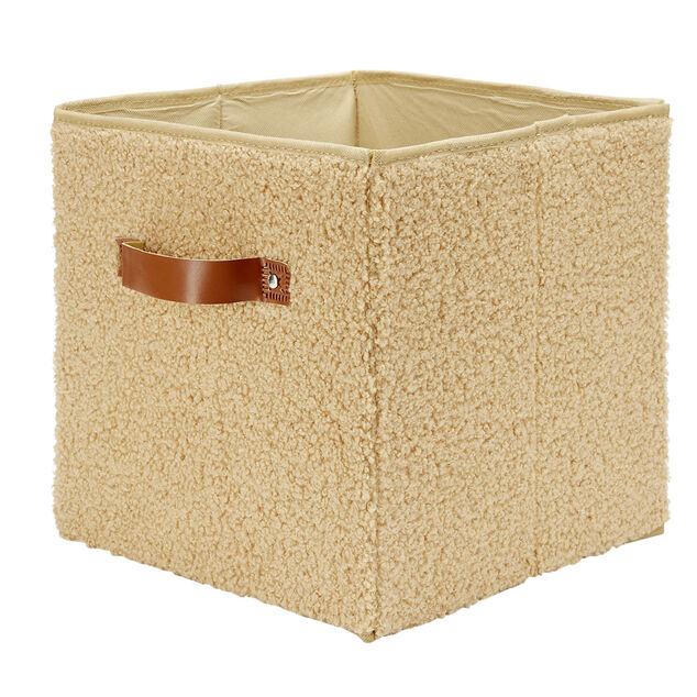 Pani&egrave;re carr&eacute;e pliable tissu laine bouclette marron 27x27xH27cm