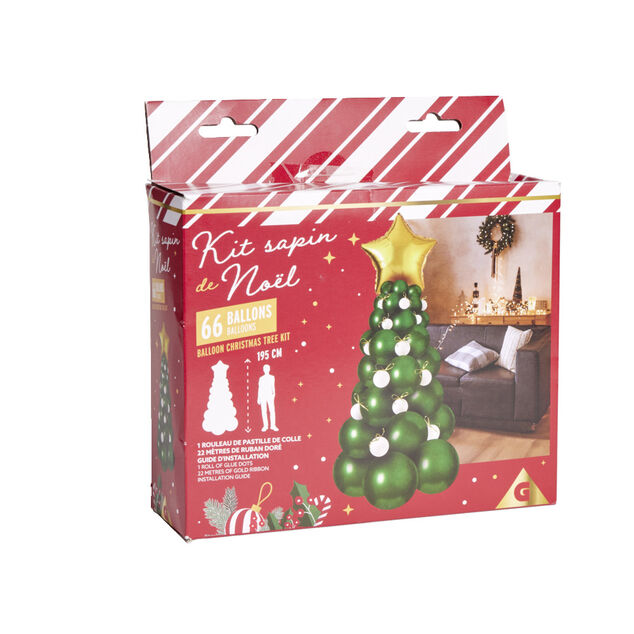 Kit sapin de Noël 66 ballons H195cm