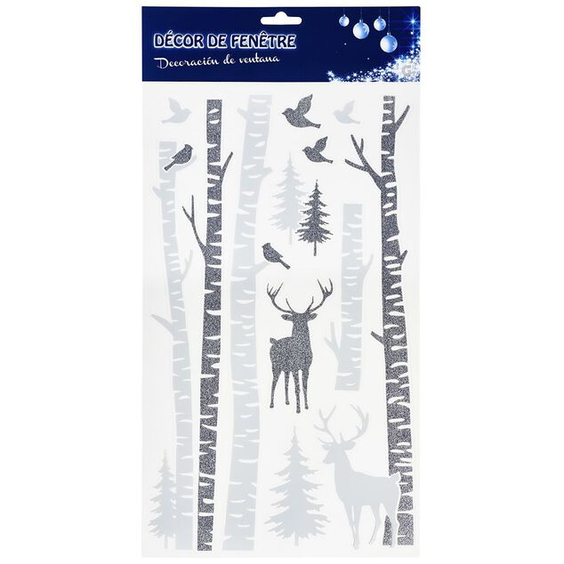 Sticker pour fen&ecirc;tre glitter pour No&euml;l bleu ciel (3 mod&egrave;les)