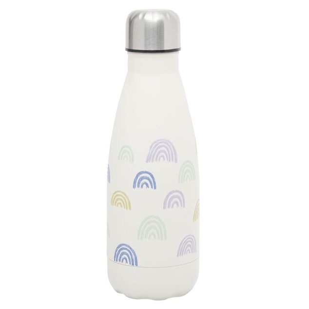 Bouteille isotherme blanc motif arc-en-ciel 350ml