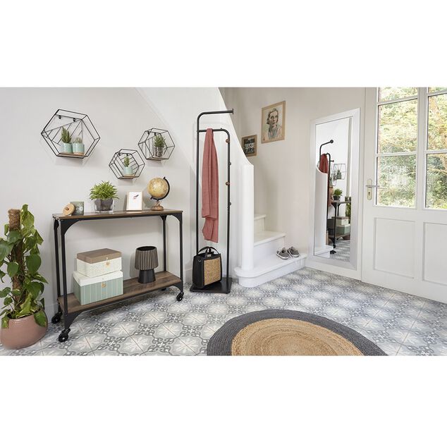 Console Detroit bois m&eacute;tal noir et marron 80x30xH72 cm