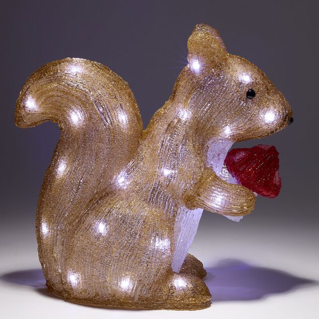 &Eacute;cureuil de No&euml;l lumineux 40LED acrylique marron H30cm