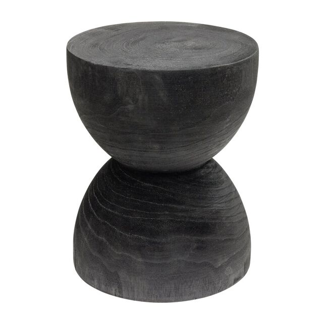 Bout de canap&eacute; Tammy bois paulownia noir &Oslash;27xH33cm
