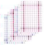 Lot de 6 torchons rectangulaires 50x70cm 100% coton quadrillé blanc