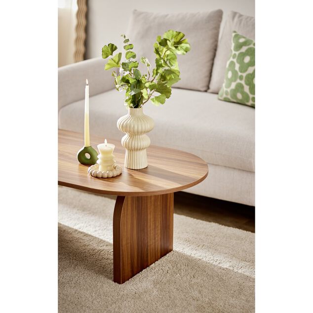 Vase arrondi contemporain c&eacute;ramique beige H24,5cm