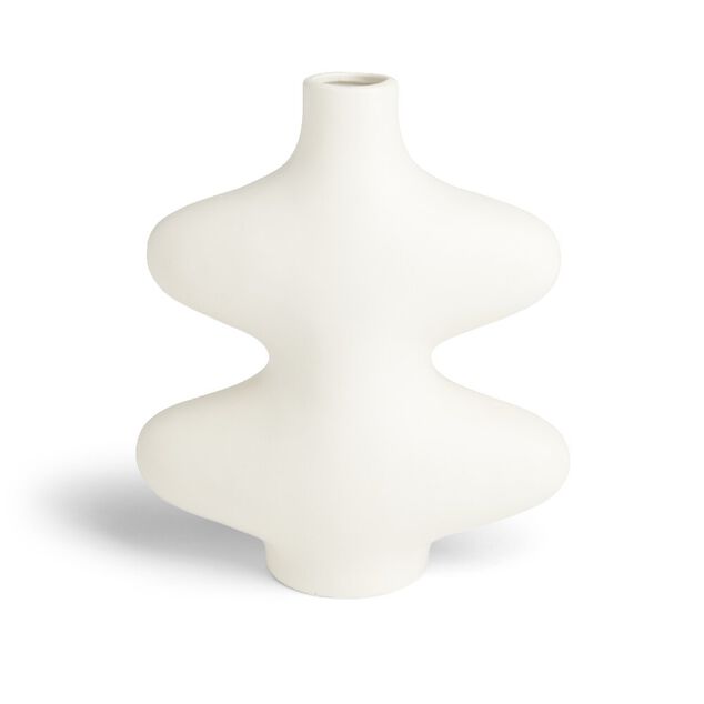 Vase forme organique c&eacute;ramique blanc L15x7xH18cm