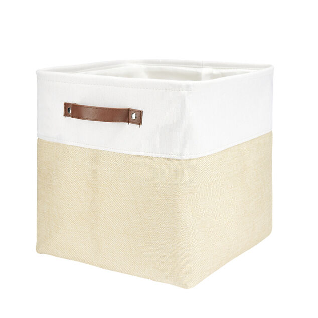 Pani&egrave;re de rangement Box Cube tissu 31x31xH29cm (2 mod&egrave;les beige ou gris)