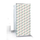 Rideau de douche motif feuillage abstrait blanc vert rouge 180x200cm