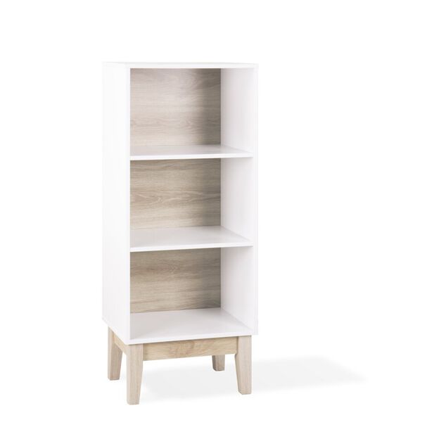 &Eacute;tag&egrave;re en bois Bergen 3 casiers naturel et blanc L40xP29,5xH100,5cm