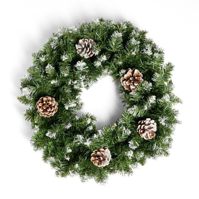 Couronne de No&euml;l sapin artificiel et pomme de pin vert &Oslash;45cm