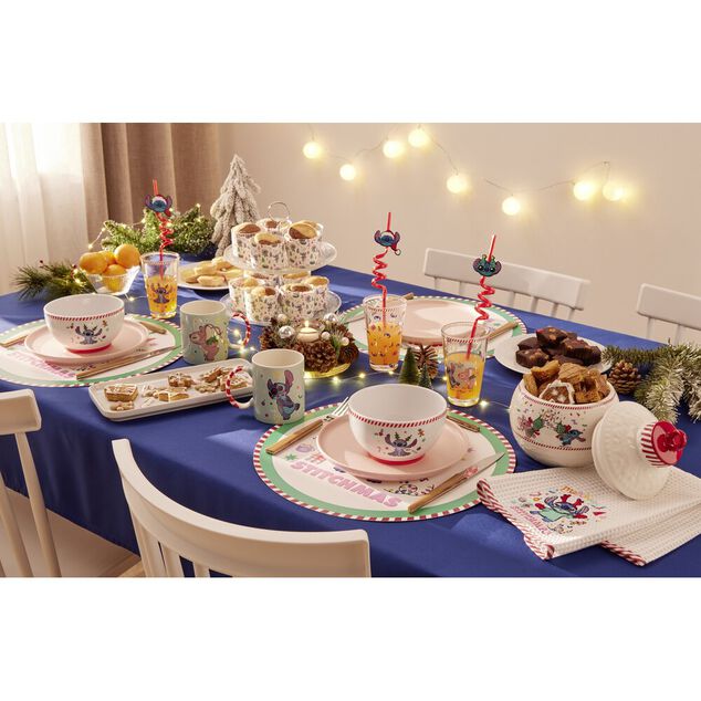 Set de table No&euml;l Disney Stitch rond Merry Stitchmas &Oslash;38cm