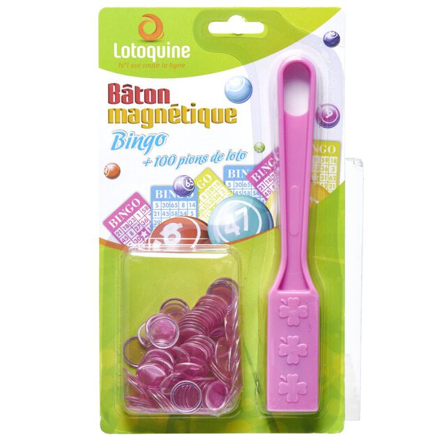 B&acirc;ton magn&eacute;tique + 100 pions loto en plastique