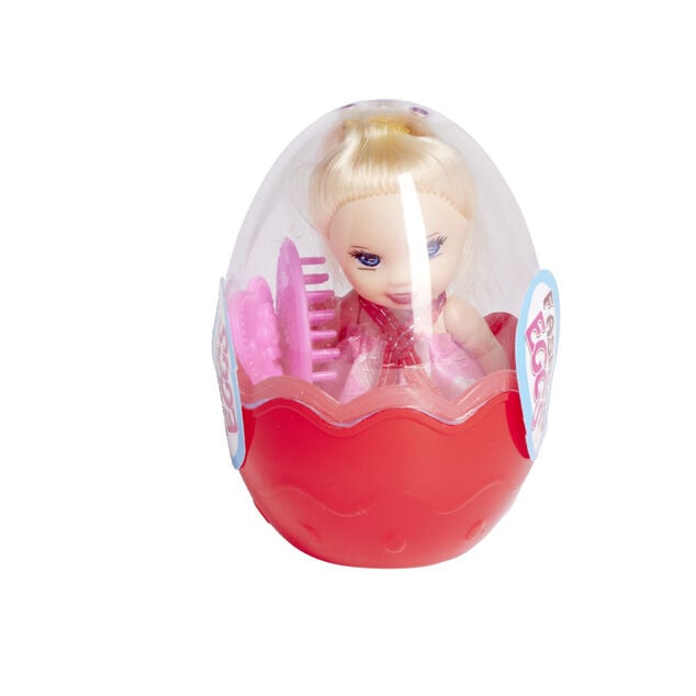 Mini poup&eacute;e dans oeuf &Oslash;5,8xH8,7cm - 4 mod&egrave;les