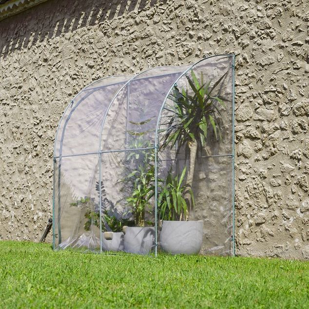 Serre murale PVC transparent et m&eacute;tal  100x200xH215cm
