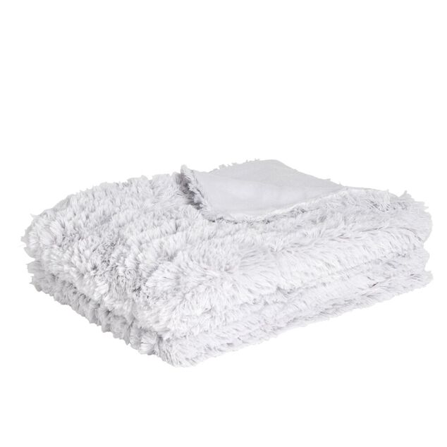 Plaid à poils longs gris clair 130x160cm